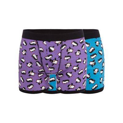 Pack of two purple penguin button boxers